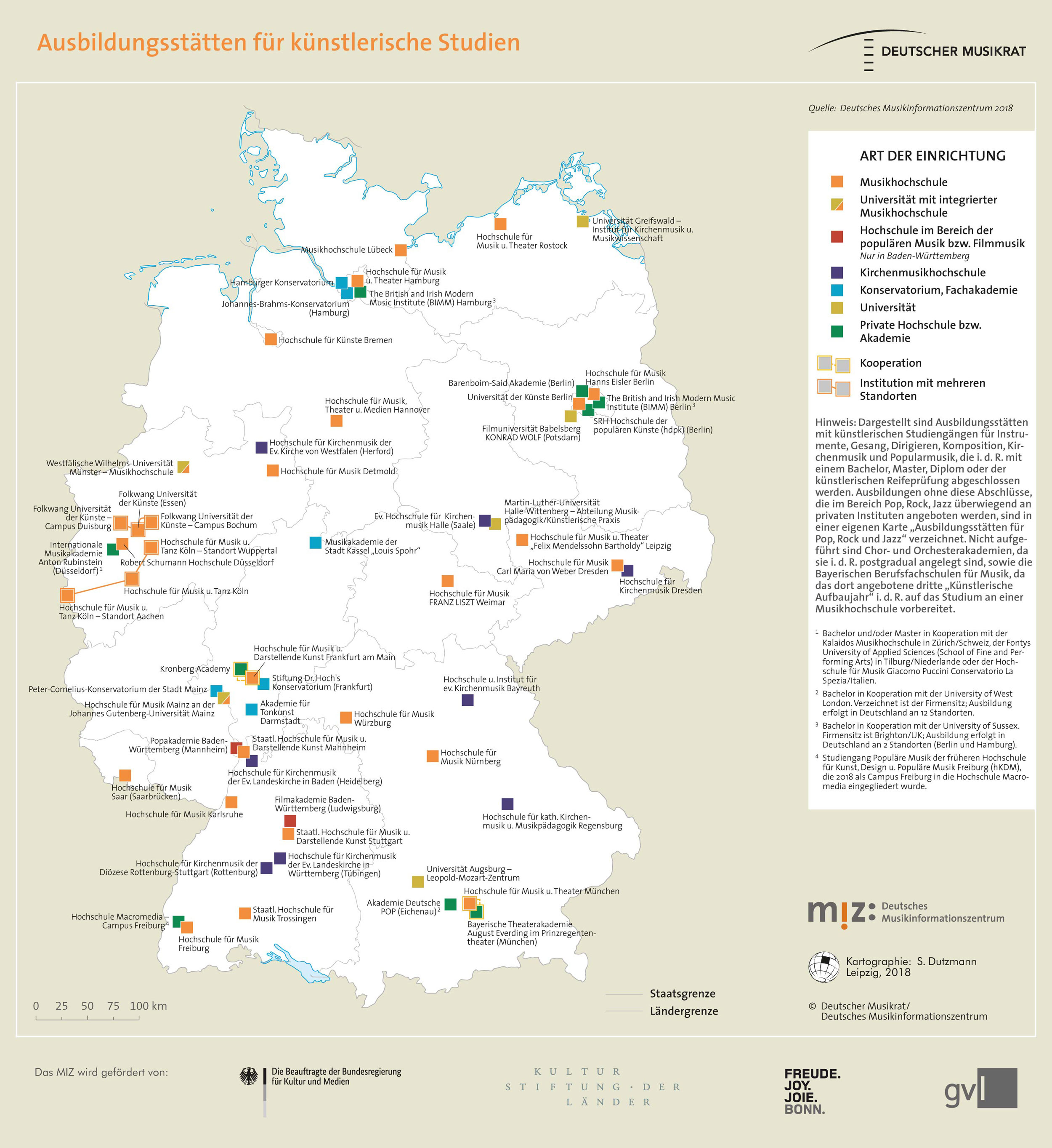 Topografie: Ausbildungsstätten für künstlerische Studien