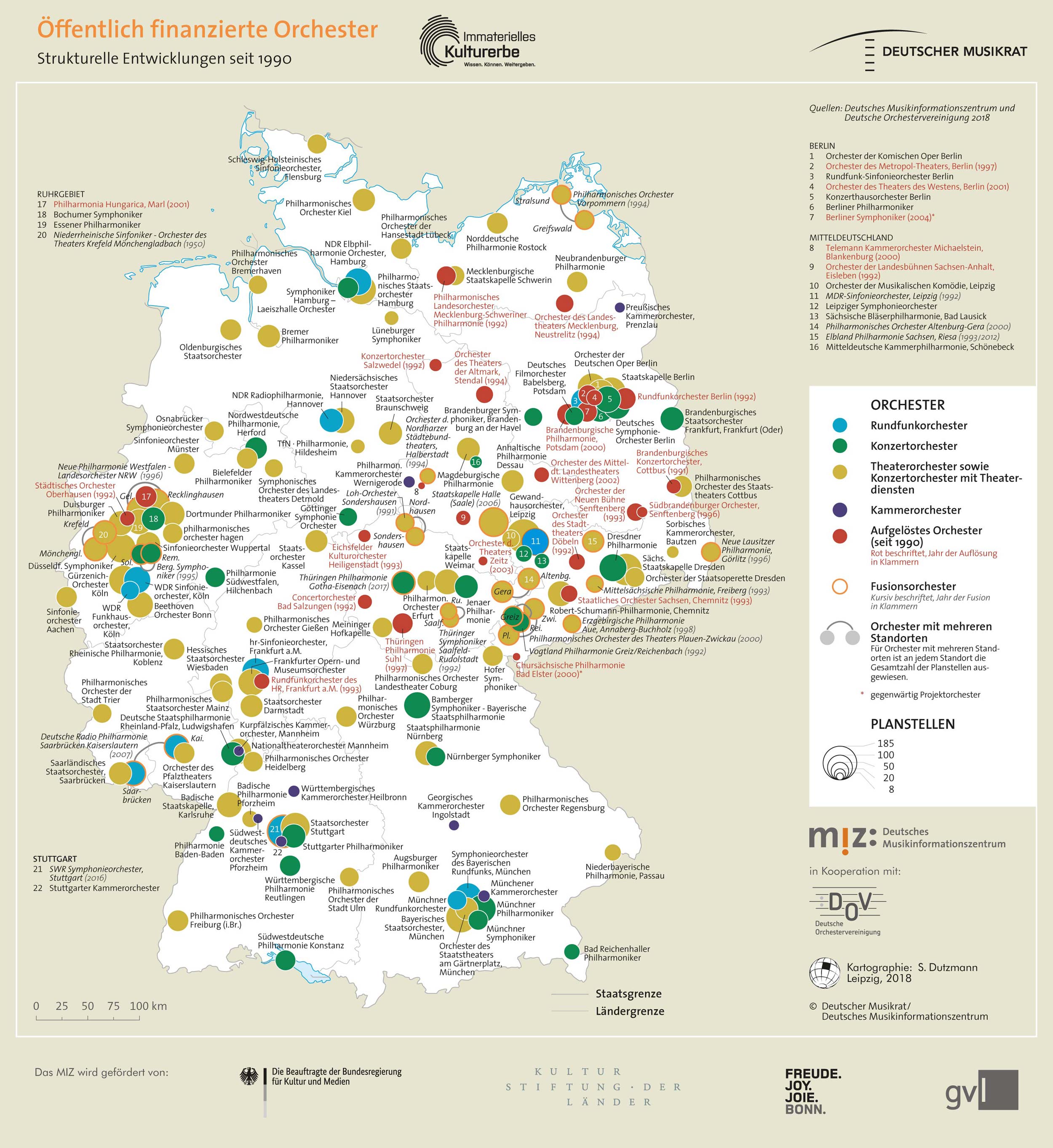 Karte: Öffentlich finanzierte Orchester