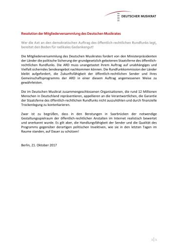 Resolution öffentlich-rechtlicher Rundfunk