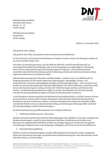 Erste Seite offener Brief zur Zukunft von MDR Klassik
