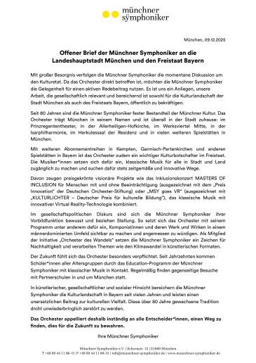 Offener Brief Münchner Symphoniker