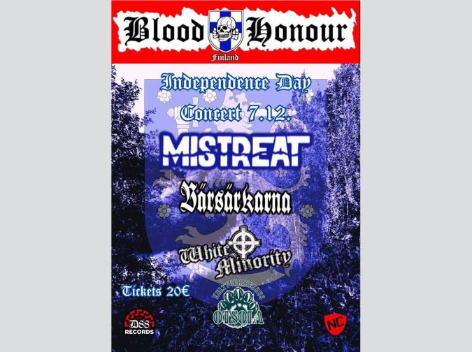 Konzertankündigung des Netzwerks Blood & Honour