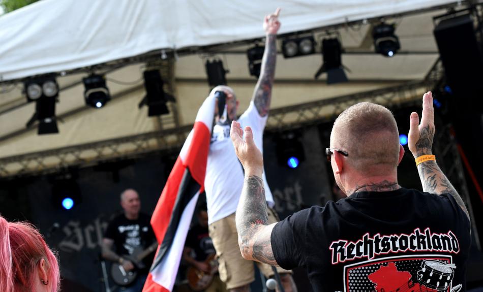 RechtsRockband beim extrem rechten Festival "Schild und Schwert" in Ostritz/Sachsen am 21./22. Juni 2019