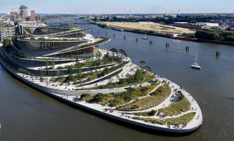 Visualisierung des Siegerentwurfs der Bjarke Ingels Group zum Neubau der Hamburgischen Staatsoper auf dem Baakenhöft in der HafenCity