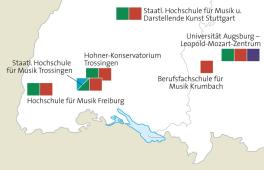 Teaser: Topografie der Ausbildungsstätten für Berufe in der außerschulischen musikalischen Bildung und Musiktherapie in Deutschland