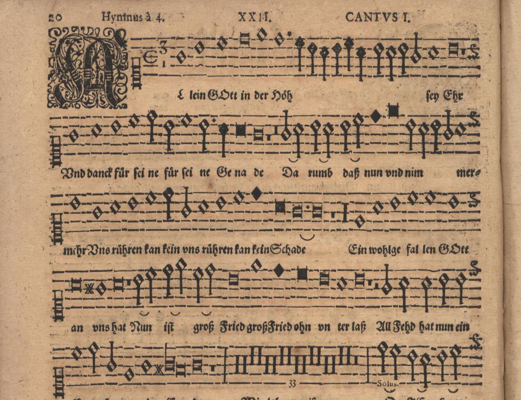 Allein Gott in der Höh von Heinrich Schütz, aus Anderer Theil kleiner geistlichen Concerten, Druck durch Gimel Bergens Erben, Dresden (1639)