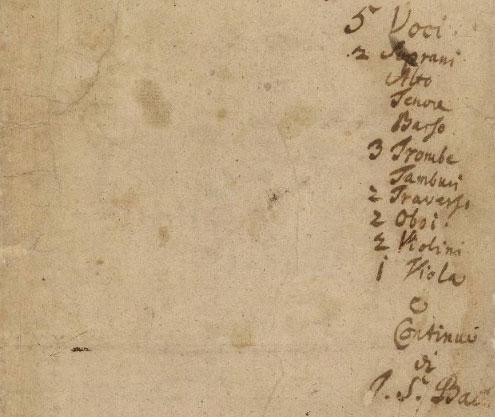 Ausschnitt aus dem Titelblatt des Autographs der Messe h-Moll von Johann Sebastian Bach