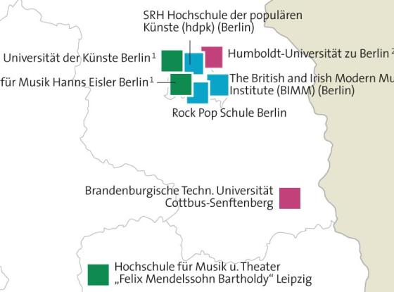 Teaser: Topografie der Ausbildungsstätten für Pop, Rock und Jazz in Deutschland.