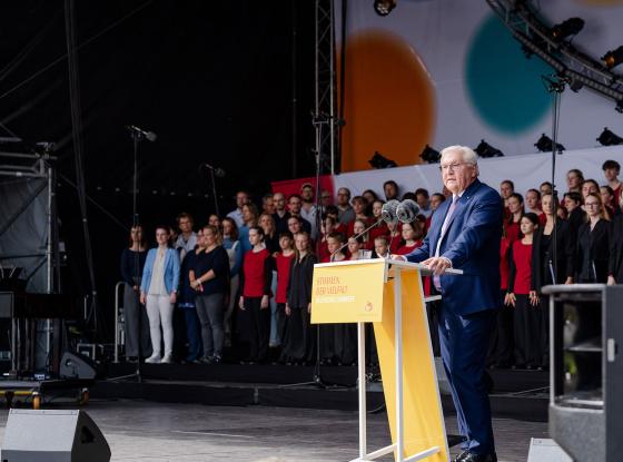 Bundespräsident Frank-Walter Steinmeier bei der Eröffnung des Deutschen Chorfests 2025 in Nürnberg